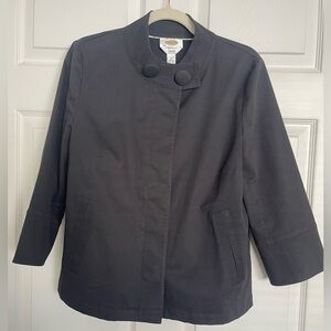 Talbots Black Utility Jacket with Buttoned Collar